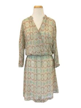 Kut from the Cloth geometric pattern v-neck long sleeves elasticized waist Sz 6